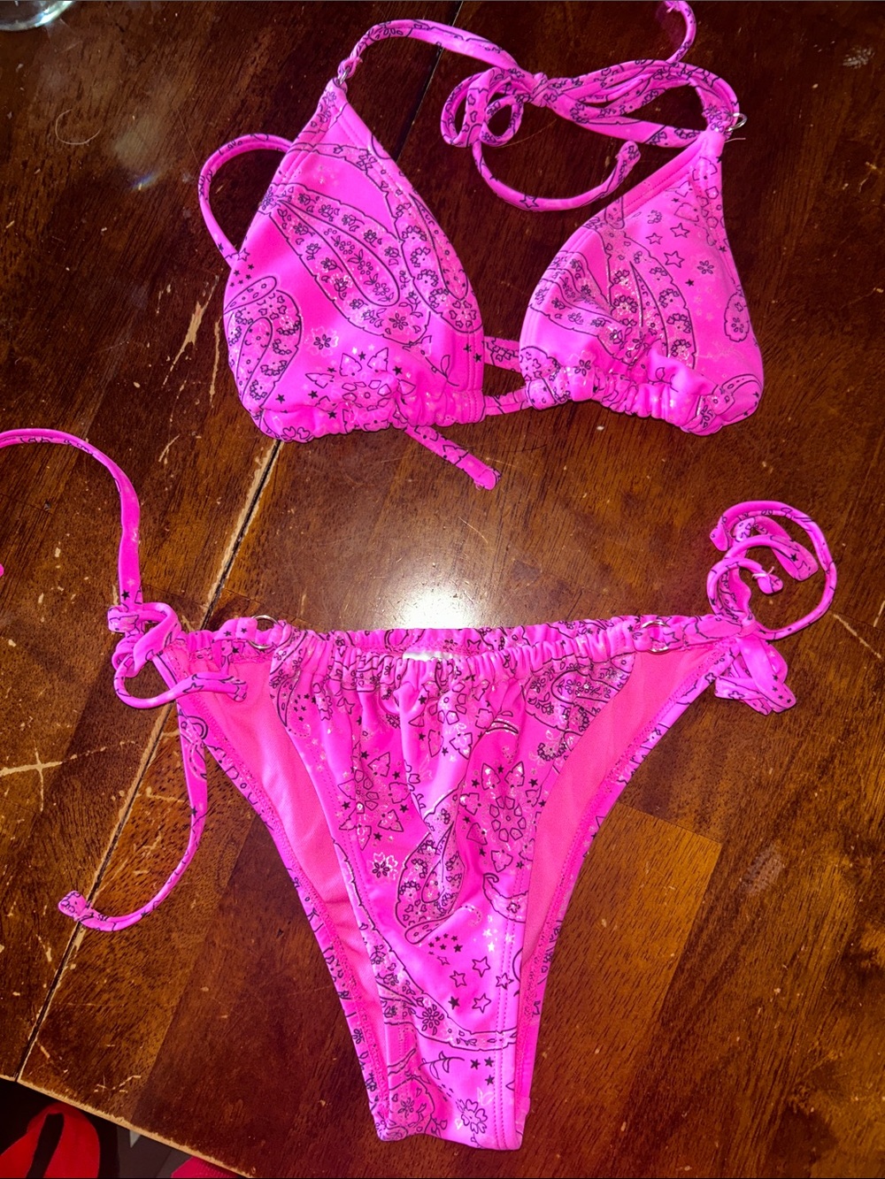 wild fable Hot Pink Paisley String Bikini
